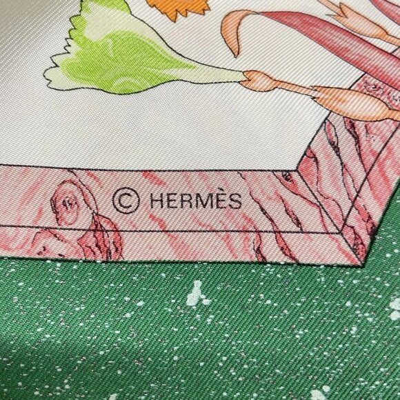 HERMES Carre 90 White Pink Multi Scarf 245-072625 - Picture 4 of 5